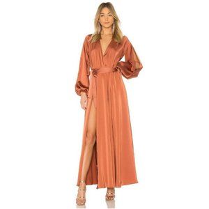 Michael Costello x Revolve Eric Long Sleeve Gown in Bronze